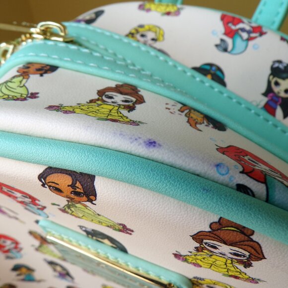 Chibi Disney Princess Loungefly Backpack Mini Ariel Jasmine Tiana Mulan - Picture 7 of 9
